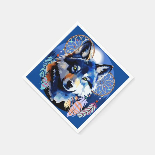 Wolf Native Animal Spirit Serviette (Ecke)