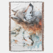 Wolf Natur Aquarell Paar Decke (Vorderseite Vertikal)