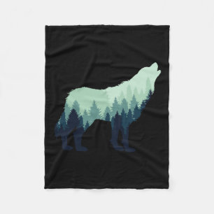 Wolf Natur Outdoor Forest Camping Wandergeschenk Fleecedecke