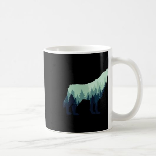 Wolf-Natur Outdoor-Wald-Camping-Wandergeschenk Kaffeetasse (Rechts)