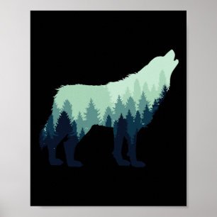 Wolf Natur Outdoor Wald Camping Wandergeschenk  Poster