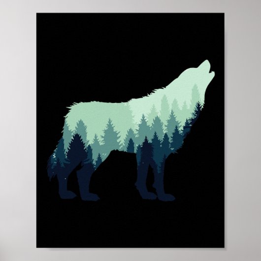Wolf Natur Outdoor Wald Camping Wandergeschenk Poster (Vorne)