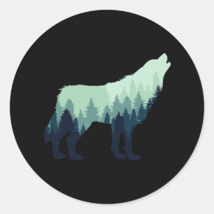 Wolf Natur Outdoor Wald Camping Wandern Geschenk Runder Aufkleber