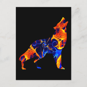 WOLF NEON-ABSTRACT-GEMÄLDE POSTKARTE