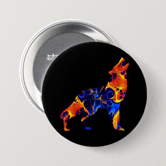WOLF NEON ABSTRAKT PAINT BUTTON (Vorne & Hinten)