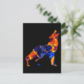 WOLF NEON ABSTRAKT PAINT POSTKARTE (Stehend Vorderseite)