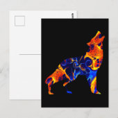 WOLF NEON ABSTRAKT PAINT POSTKARTE (Vorne/Hinten)