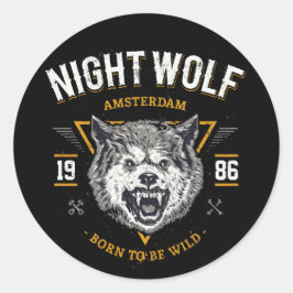 Wolf Night Amsterdam Bestes Geschenk Runder Aufkleber