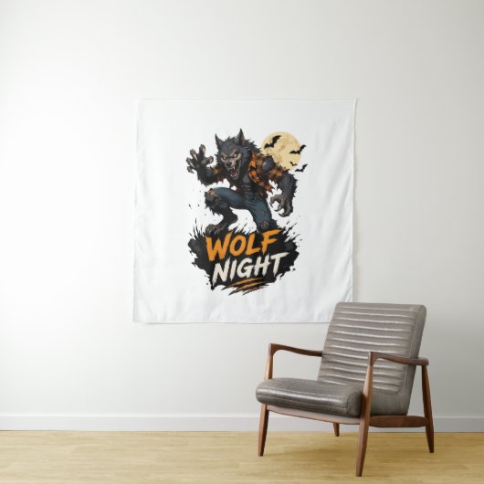 Wolf Night Halloween Grafik Wandteppich (Beispiel)