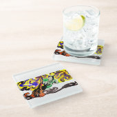 Wolf night stary glasuntersetzer (Schrägansicht)