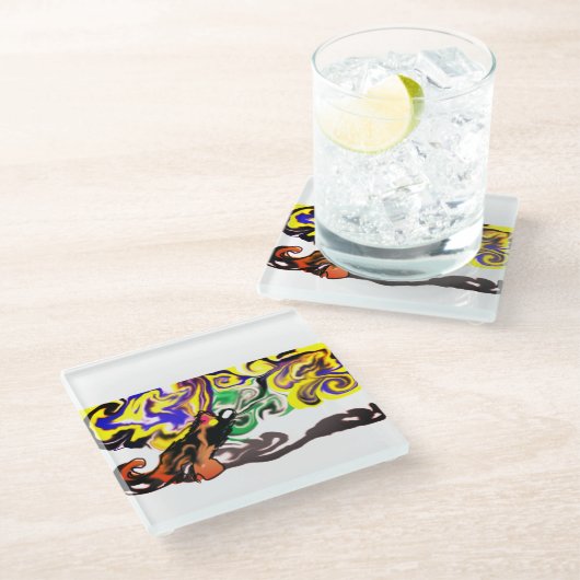 Wolf night stary  glasuntersetzer (Schrägansicht)