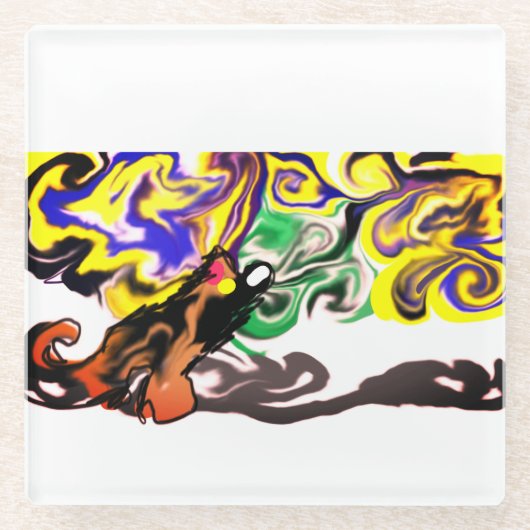 Wolf night stary glasuntersetzer (Vorderseite)