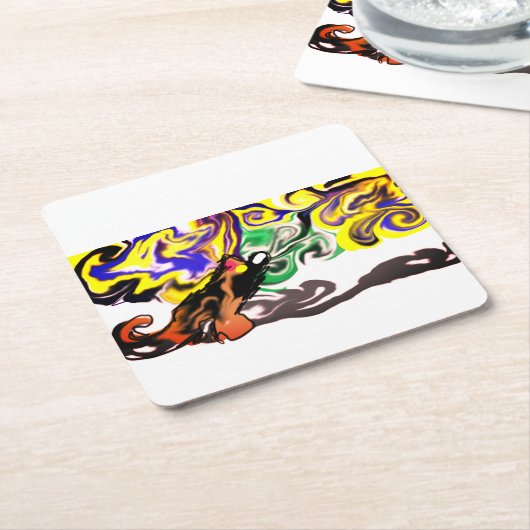 Wolf night stary  rechteckiger pappuntersetzer (angewinkelt)