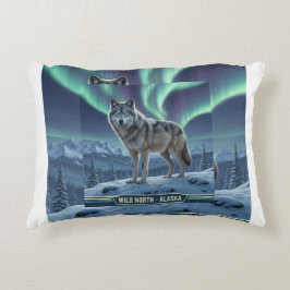 Wolf 🐺 ❄️ | Northern Lights Wohngestaltung 🌌 Dekokissen