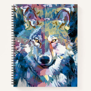 Wolf Notebook - Blue Wolf Writing Pad Notizblock