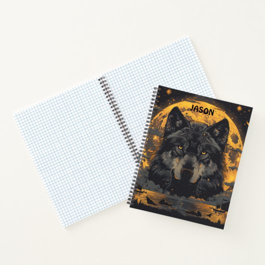 Wolf Notebook Full Moon Stars - Komposition Notizblock (Innenseite)