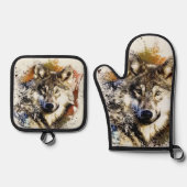 Wolf Ofenhandschuh & Topflappen-Set (Vorderseite)