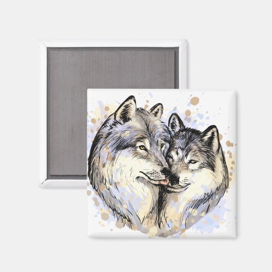 Wolf-Paarmagnet Magnet (Vorderseite/Rückseite)
