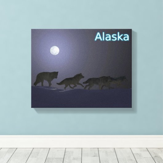 Wolf Pack - Alaska Leinwanddruck (Insitu (Holzboden))