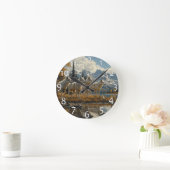 Wolf Pack am See Runde Wanduhr (Zuhause)