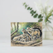 Wolf Pack at the Den with Pups Postkarte (Stehend Vorderseite)