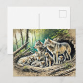 Wolf Pack at the Den with Pups Postkarte (Vorne/Hinten)