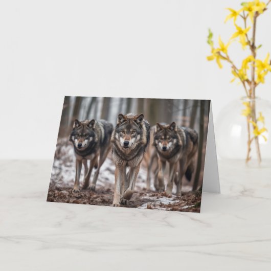Wolf Pack Grußkarte Karte (Gelbe Blume)