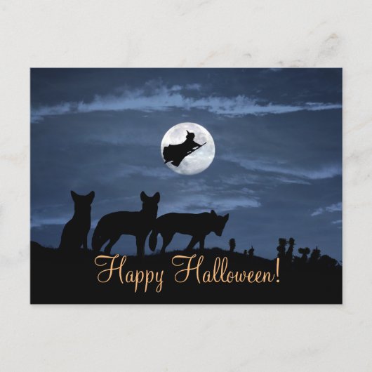 Wolf Pack Happy Halloween Hexenkarte Postkarte (Vorderseite)