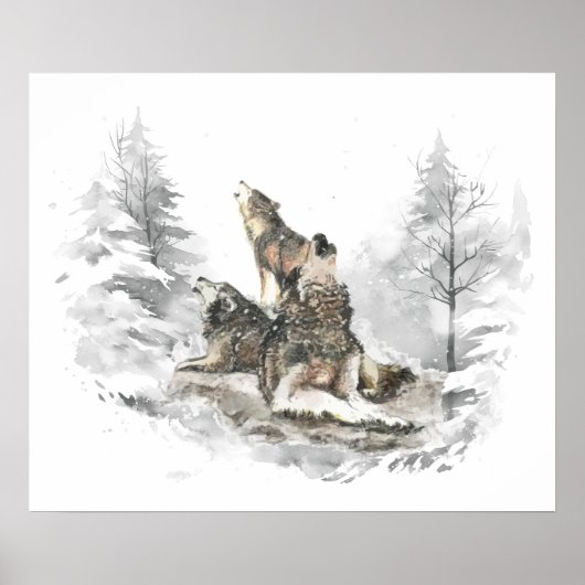 Wolf Pack Howling Winter Song Chorus Poster (Vorne)
