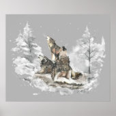 Wolf Pack Howling Winter Song Chorus Poster (Vorne)