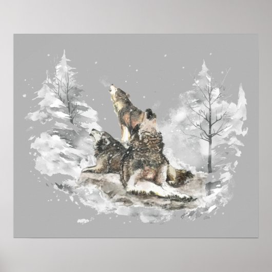 Wolf Pack Howling Winter Song Chorus Poster (Vorne)