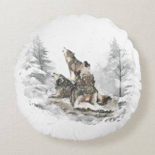 Wolf Pack Howling Winter Song Chorus Rundes Kissen