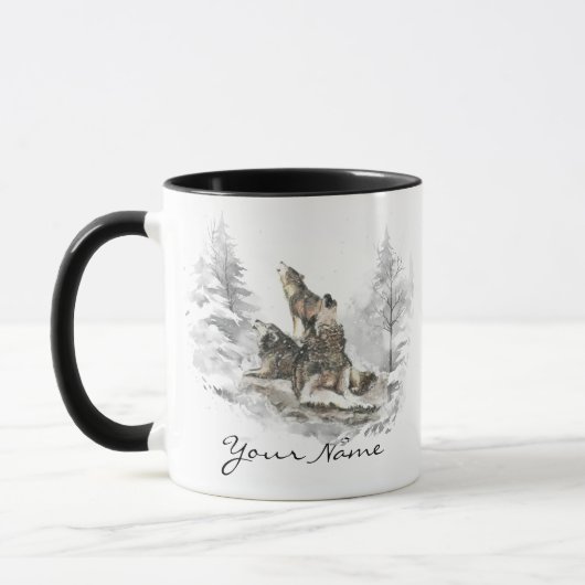 Wolf Pack Howling Winter Song Chorus Tasse (Links)