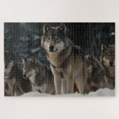Wolf Pack im Winter Snow Jigsaw Puzzle (Horizontal)
