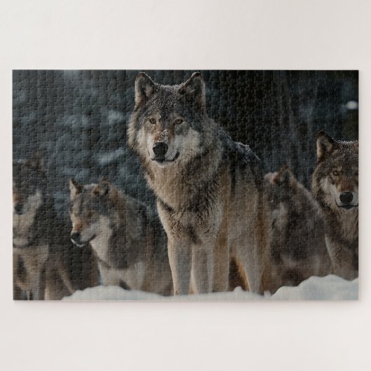 Wolf Pack im Winter Snow Jigsaw Puzzle (Horizontal)