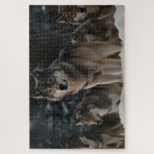 Wolf Pack im Winter Snow Jigsaw Puzzle (Vertikal)