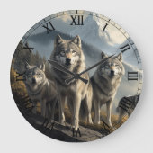 Wolf Pack in der Bergwelt Große Wanduhr (Vorderseite)