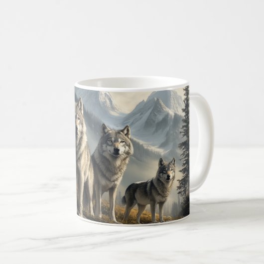Wolf Pack in der Bergwelt Kaffeetasse (VorderseiteRechts)