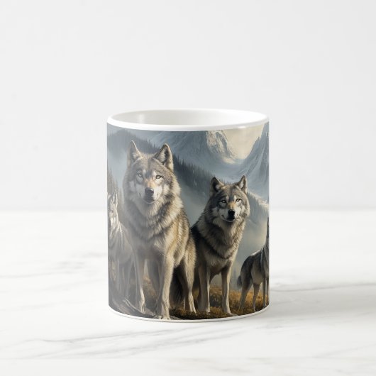 Wolf Pack in der Bergwelt Kaffeetasse (Mittel)