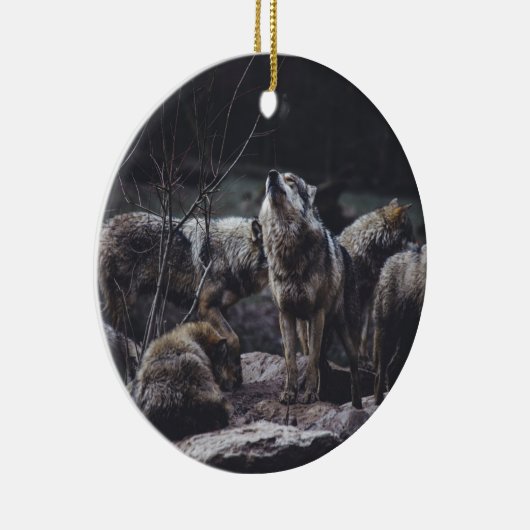 Wolf Pack Keramik Ornament (Rechts)