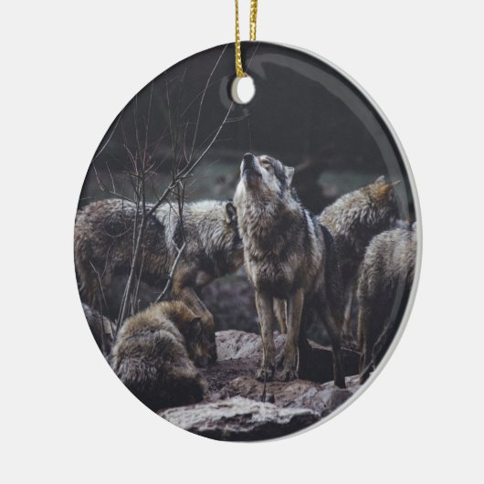 Wolf Pack Keramik Ornament (Links)