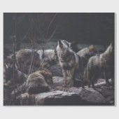 WOLF PACK ON ROCK FORMATION GESCHENKPAPIER (Flach)