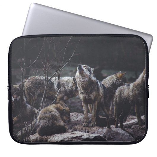 WOLF PACK ON ROCK FORMATION LAPTOPSCHUTZHÜLLE (Vorderseite)