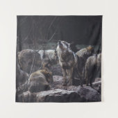 WOLF PACK ON ROCK FORMATION WANDTEPPICH (Vorderseite)