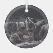 Wolf Pack Ornament Aus Glas (Vorderseite)