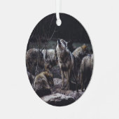 Wolf Pack Ornament Aus Metall (Vorderseite links)