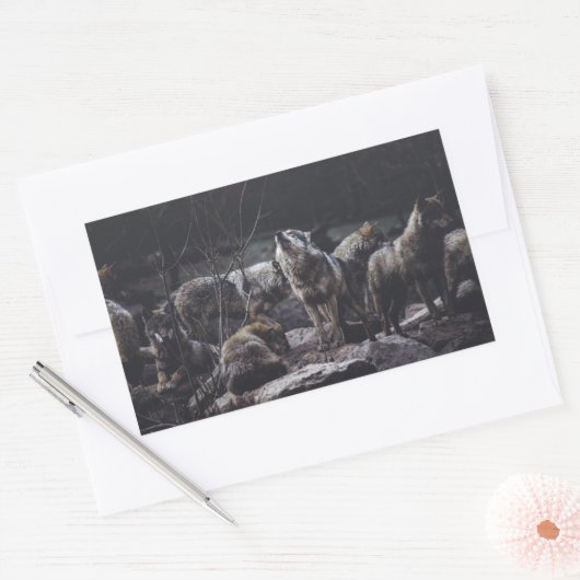 Wolf Pack Rechteckiger Aufkleber (Umschlag)