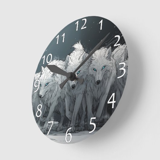 Wolf Pack Runde Wanduhr (Winkel)