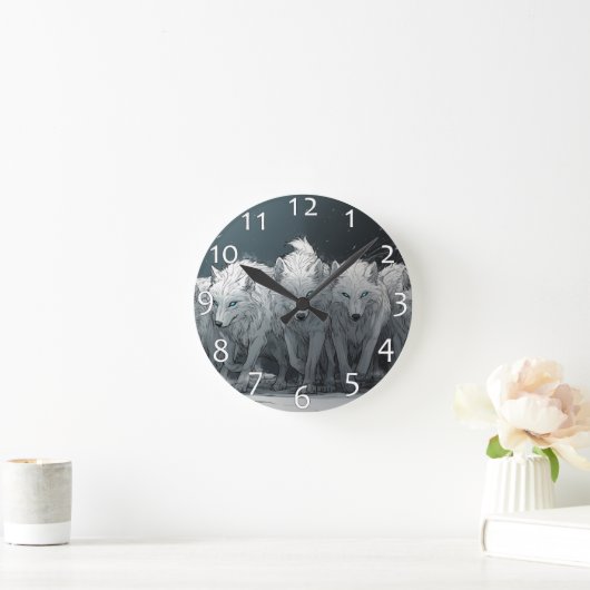 Wolf Pack Runde Wanduhr (Zuhause)