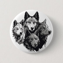 Wolf Pack Tribal Graphic Black and White Wolves